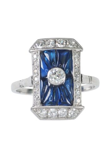 Ca. 1920 - Art Deco Sapphire & Diamond Ring, English - Image 3