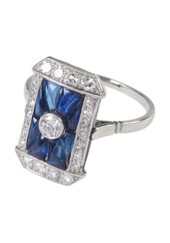 Ca. 1920 - Art Deco Sapphire & Diamond Ring, English - Image 4
