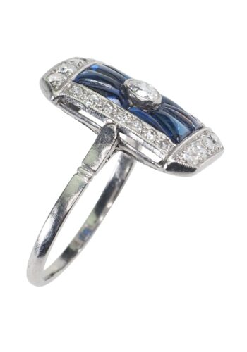 Ca. 1920 - Art Deco Sapphire & Diamond Ring, English - Image 5