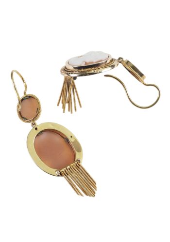 Ca. 1870 - Shell Cameo Gold Earrings 15K Viktorian - Image 4