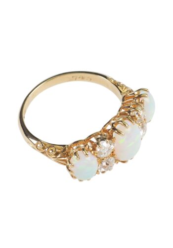 Dated 1905 - Opal & Diamond 18 ct. Goldring - Image 4