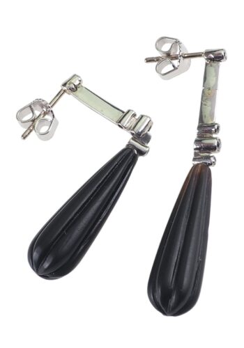 Ca. 1920 - Art Deco Earrings with carved Onyx - Image 3