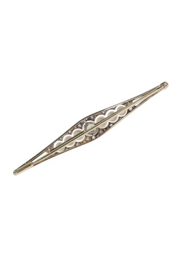Ca. 1920 - Diamond & Pearl Art déco Gold Brooch - Image 4