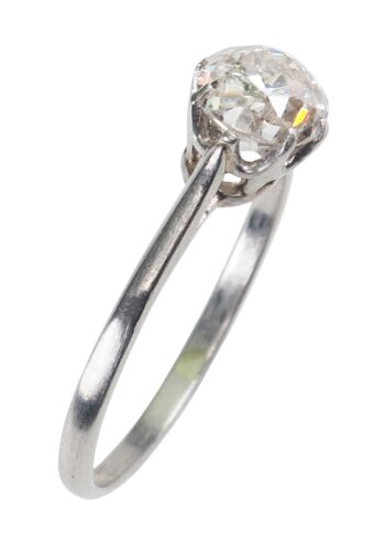 Ca. 1950 - Solitaire Diamond Engagement Ring, incl. Diamond Certificate! - Image 5