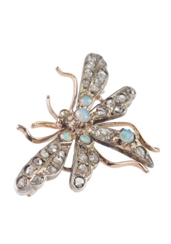 Ca. 1890 - "Moth" Opal & Diamond Brooch - Image 3