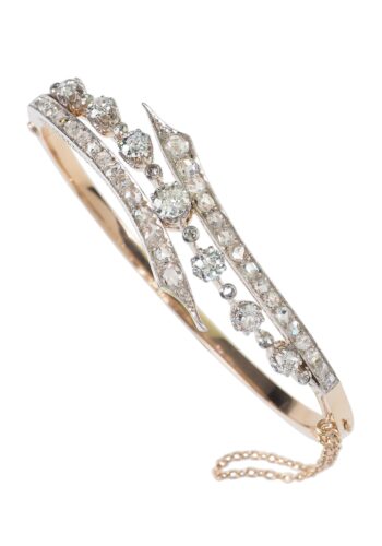 ** SOLD ** Ca. 1880 - French Diamond Bangle made of 750 Gold - Image 4