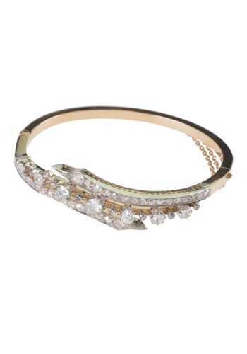** SOLD ** Ca. 1880 - French Diamond Bangle made of 750 Gold - Image 3