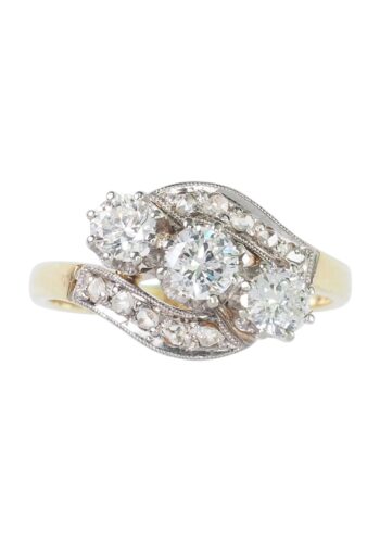 ** SOLD ** Ca. 1900 - Art Nouveau Diamond Engagement Ring, Belgian - Image 3