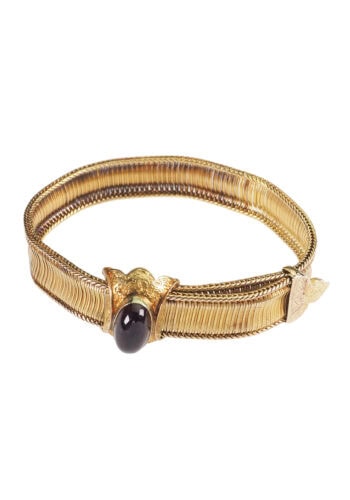 Ca. 1850 - 15 ct. Gold Bracelet with Garnet cabochon Victorian England - Image 3