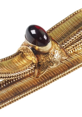Ca. 1850 - 15 ct. Gold Bracelet with Garnet cabochon Victorian England - Image 6