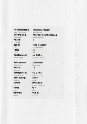 Ca. 1980 - Ruby & Brilliant Engagement Ring, incl. Jewelry Appraisal - Image 6