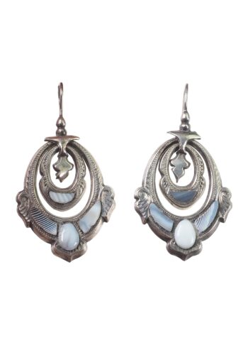 Ca. 1870 - Pebbles Jewelry Set / Brooch & Earrings - Image 5