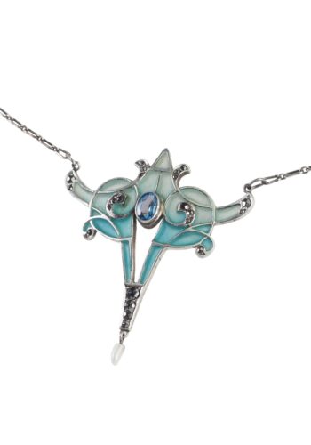 Ca. 1900 - Plique-à-jour Jugenstil Necklace by Déposé Levinger - Image 3