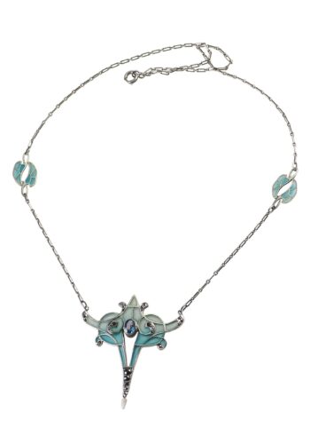 Ca. 1900 - Plique-à-jour Jugenstil Necklace by Déposé Levinger - Image 4