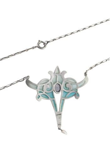 Ca. 1900 - Plique-à-jour Jugenstil Necklace by Déposé Levinger - Image 6