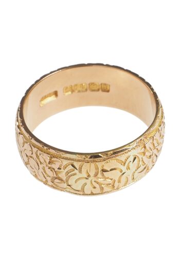 Dated 1910 - Engraved by Hand Yellow-gold Wedding Band - Image 3