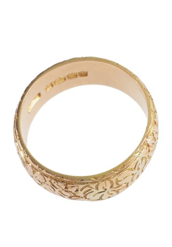 Dated 1910 - Engraved by Hand Yellow-gold Wedding Band - Image 4