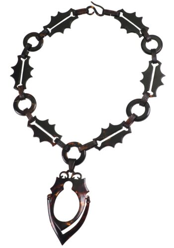 Ca. 1880 - Victorian English Necklace / Carved & Polished Ecaille - Image 3