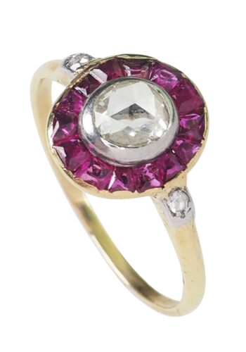 Ca. 1920 - Ruby & Rose-cut Diamond Art Deco Ring - Image 3