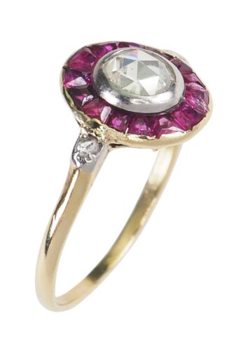Ca. 1920 - Ruby & Rose-cut Diamond Art Deco Ring - Image 5