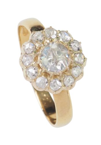 Ca. 1960 - Yellow-gold Ring with 13 Rose-cut Diamonds - Image 4