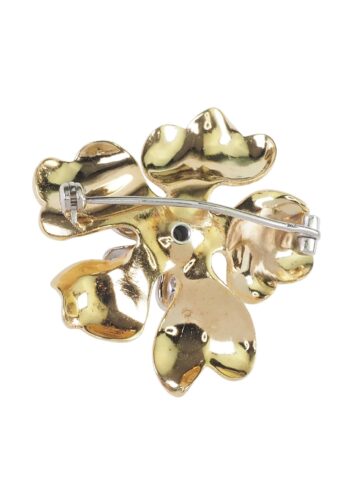 Ca. 1960 - Yellow-gold Brooch with Diamonds & Sapphire - Image 4