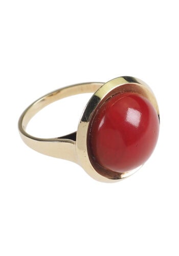 Ca. 1960 - Vintage Coral Ring with round Ring head / 585 Gold - Image 3