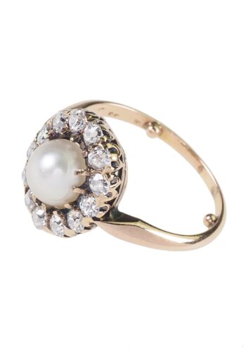 Ca. 1900 - Diamond & Pearl Daisy Engagement Ring, Jugendstil - Image 3