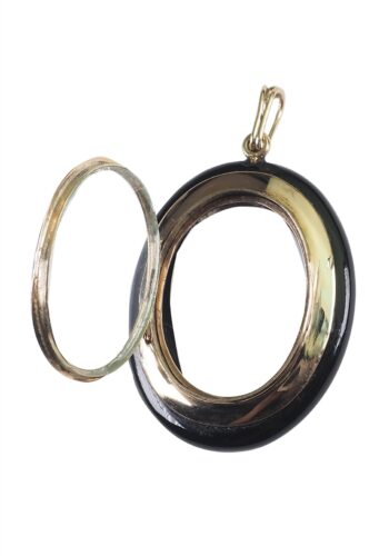 Ca. 1880 - Onyx Medallion with 11 Pearls, German - Image 3