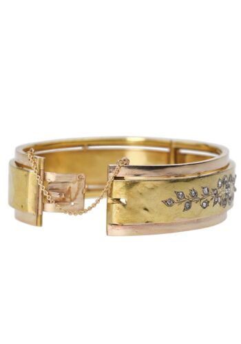Dated 1879 - French Gold Bangle with 34 Diamonds - Image 4