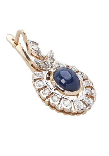 Ca. 1960 - Sapphire & Diamond Rosegold Earrings 18K, English - Image 4