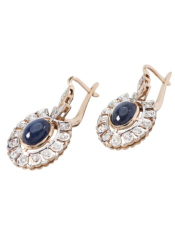 Ca. 1960 - Sapphire & Diamond Rosegold Earrings 18K, English - Image 3