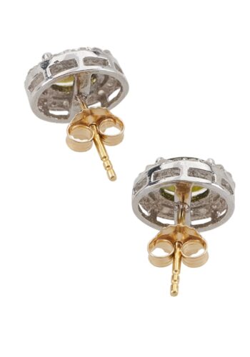 Ca. 1980 - Tourmaline & Diamond Vintage Ear Studs of Sterlingsilver - Image 4