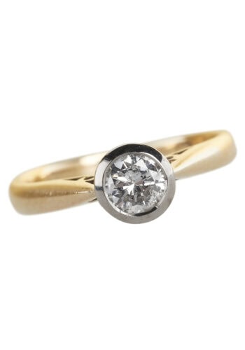 Ca. 1970 - Gold & Platinum Engagement Ring with Diamond Solitaire - Image 3