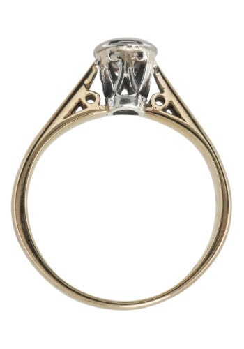 Ca. 1970 - Gold & Platinum Engagement Ring with Diamond Solitaire - Image 5