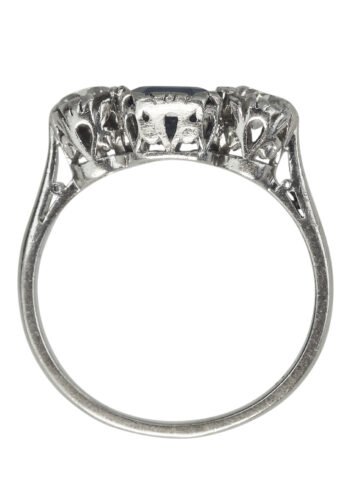 Ca. 1940 - Sapphire Engagement Ring with Diamonds Platinum, incl. Gemstone Certificate! - Image 4