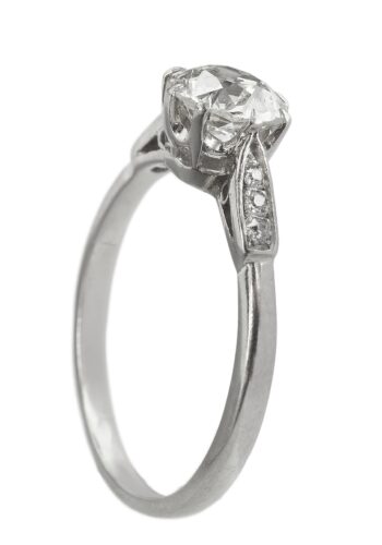Ca. 1950 - Platinum Engagement Ring with Solitaire Diamond - Image 3