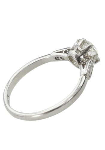Ca. 1950 - Platinum Engagement Ring with Solitaire Diamond - Image 6