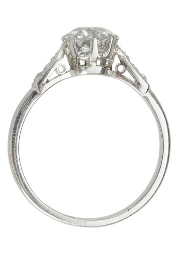 Ca. 1950 - Platinum Engagement Ring with Solitaire Diamond - Image 7