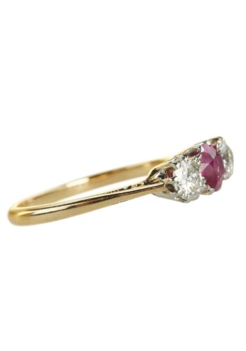 Ca. 1970 - Ring with Ruby & Diamonds Gold and Platinum Engagement Ring Vintage - Image 4