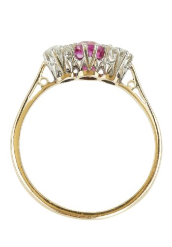 Ca. 1970 - Ring with Ruby & Diamonds Gold and Platinum Engagement Ring Vintage - Image 6