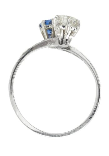 Ca. 1970 - You & Me Ring with Sapphire and Diamonds, Vintage Engagement Ring - Image 4