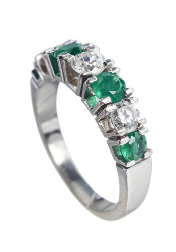 Ca. 1980 - Emeralds & Diamonds Vintage Engagement Ring - Image 7