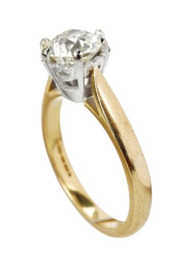 Ca. 1970 - Vintage Engagement ring ca. 1,43 ct. Diamond, incl. Gemstone certificate! - Image 3