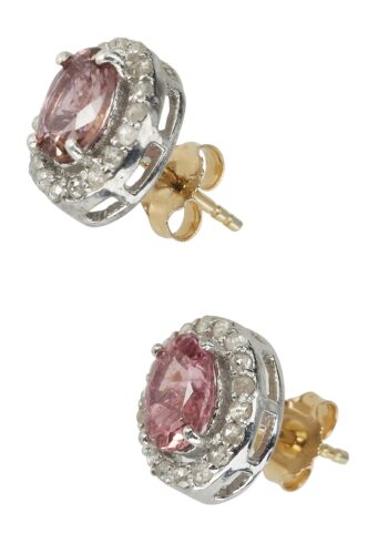 Ca. 1980 - Tourmaline Ear Studs with Diamonds in Silver & Gold, Vintage - Image 4