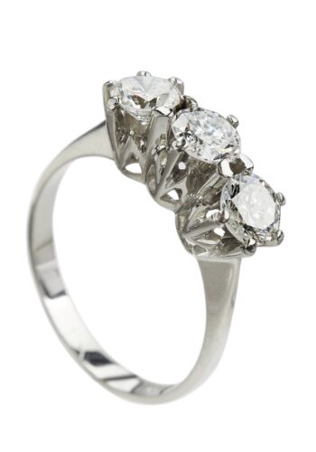 Ca. 1960 - Three Stones Diamond Engagementring, English Vintage - Image 4
