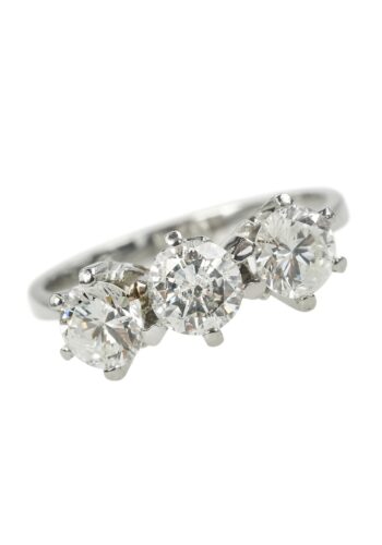 Ca. 1960 - Three Stones Diamond Engagementring, English Vintage - Image 3