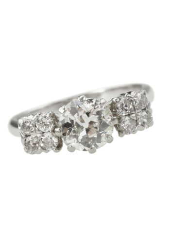 Ca. 1970 - Vintage Platinum Diamondsring / Engagement ring with Gemstones Certificate - Image 3