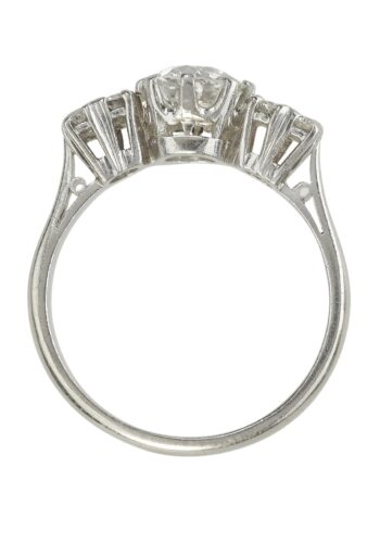 Ca. 1970 - Vintage Platinum Diamondsring / Engagement ring with Gemstones Certificate - Image 6