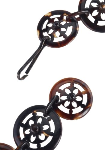 Ca. 1920 - Art déco Necklace with corresponding Earrings, made of Tortoiseshell "Piqué" - Image 5